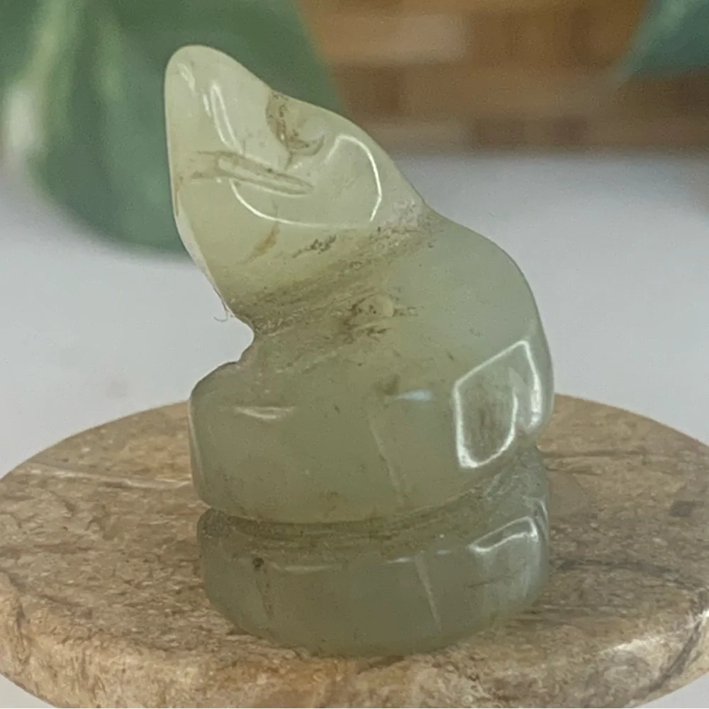 Vintage Chinese Zodiac Jade Snake Pendant Bead Hand Carved Miniature Animal 1.2
